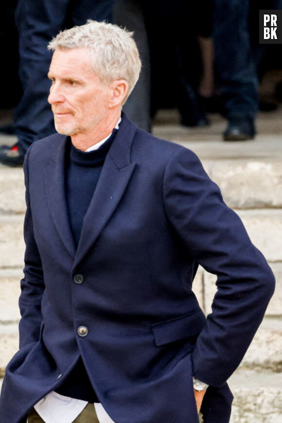 Denis Brogniart - Sorties des obsèques de Jean-Pierre Pernaut en la Basilique Sainte-Clotilde à Paris, France, le 9 mars 2022. © Cyril Moreau/Bestimage