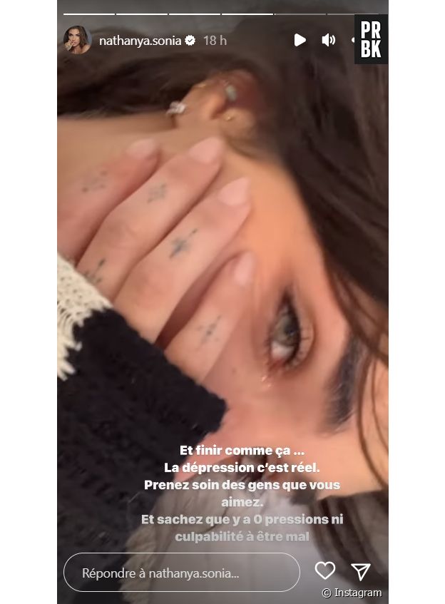 "La dépression, c'est réel" : Nathanya se filme en larmes, sa déclaration inquiétante sur Instagram