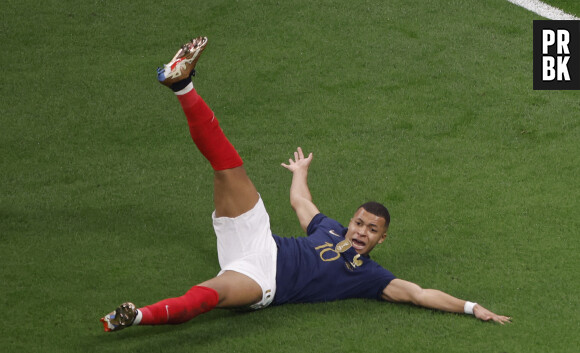 Kylian Mbappe of France reacts during the FIFA World Cup semifinals soccer match between France and Morocco at Al Bayt Stadium in Al Khor, Qatar, 14 December 2022. Photo by Alberto Estevez/Efe/ABACAPRESS.COM