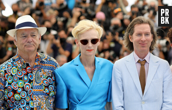 Bill Murray, Tilda Swinton, Wes Anderson (Réalisateur) au photocall du film The French Dispatch lors du 74ème festival international du film de Cannes le 13 juillet 2021 © Borde / Jacovides / Moreau / Bestimage 