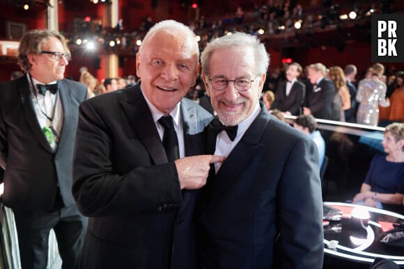 Anthony Hopkins et Steven Spielberg à la 94ème édition de la cérémonie des Oscars à Los Angeles, le 27 mars 2022. © AMPAS/Zuma Press/Bestimage 