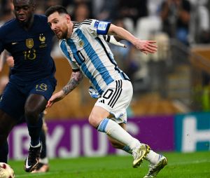 Lionel (Leo) Messi, Dayot Upamecano - Match "France - Argentine (3-3 - tab 2-4)" en finale de la Coupe du Monde 2022 au Qatar, le 18 décembre 2022. © Philippe Perusseau / Bestimage 