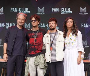 Mikaël Mittelstadt, Benjamin Baroche, Rebecca Benhamour, Clément Rémiens attend "Ici tout commence" fan-club session during the Series Mania Festival - Day Three on August 28, 2021 in Lille, France. Photo by ABACAPRESS.COM