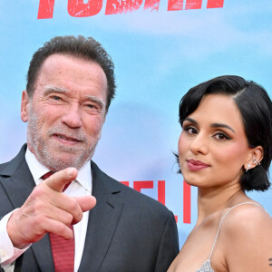 Arnold Schwarzenegger et Aparna Brielle à la première du film "Fubar" à Los Angeles, le 22 mai 2023.