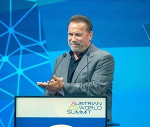 Arnold SCHWARZENEGGER - Conférence sur le climat "Austrian World Summit 2023" à Vienne, le 16 mai 2023.