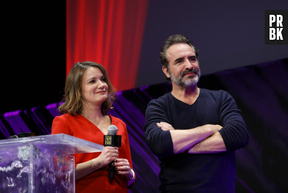 Pascale de la Tour du Pin, Jean Dujardin lors de la soirée de clôture et remise de prix du 21ème festival international du film de comédie de l'Alpe d'Huez le 20 janvier 2018. © Dominique Jacovides / Bestimage