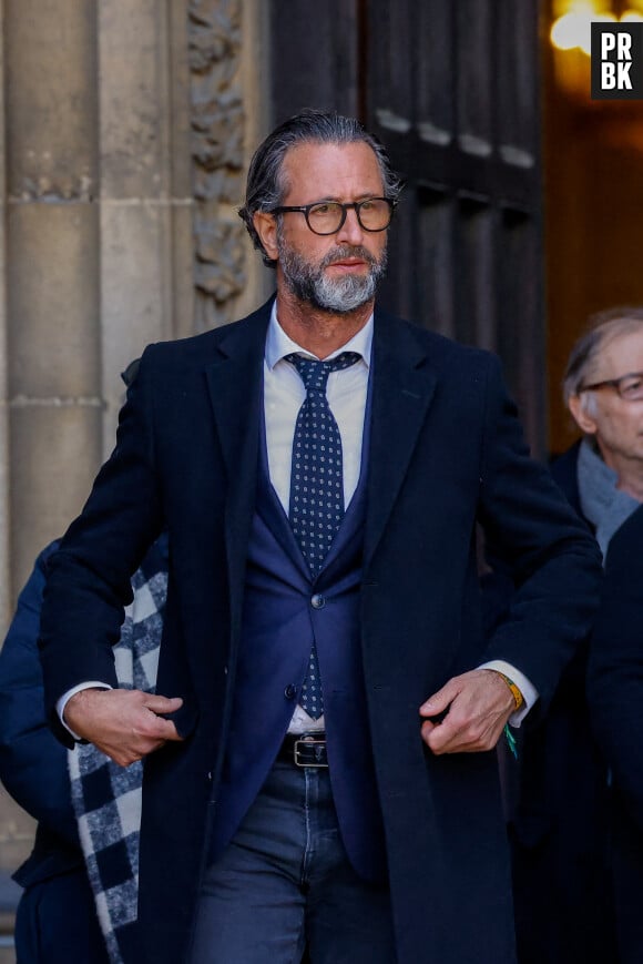 Nicolas Pernikoff. - Sorties des obsèques de Jean-Pierre Pernaut en la Basilique Sainte-Clotilde à Paris, France, le 9 mars 2022. © Cyril Moreau/Bestimage