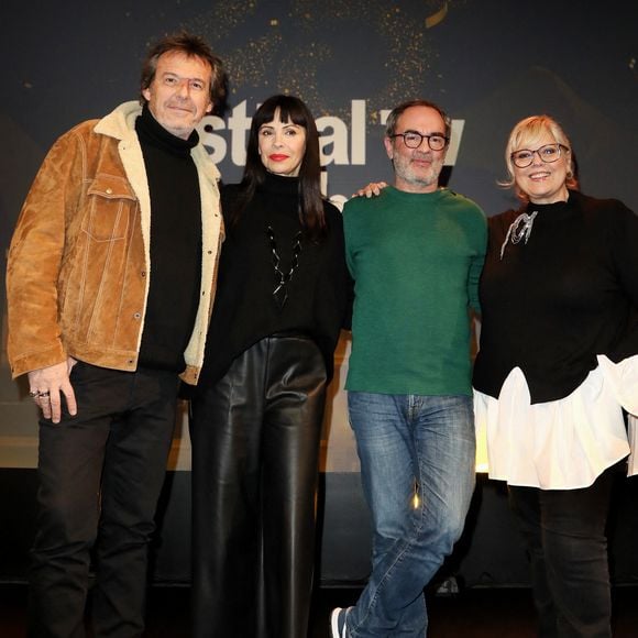 Jean-Luc Reichmann (Président du jury Jeunesse), Mathilda May (Présidente du jury Fiction), Bruno Solo (Président du jury Documentaire) et Laurence Boccolini (Présidente du jury Flux) - Les membres des jurys à la soirée d'inauguration de la 25ème Edition du Festival TV de Luchon. Le 1er février 2023 © Patrick Bernard / Bestimage