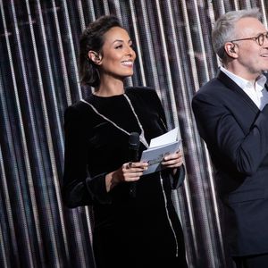 Leïla Kaddour-Boudadi, Laurent Ruquier lors de la 35ème cérémonie des Victoires de la musique à la Seine musicale de Boulogne-Billancourt, le 14 février 2020. © Cyril Moreau/Bestimage