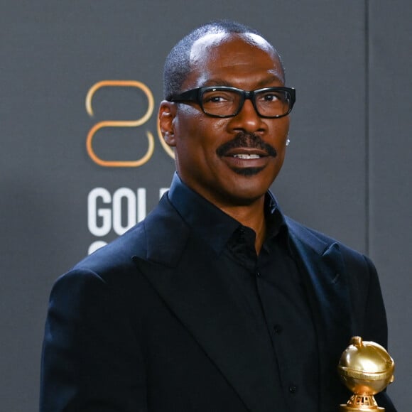 Eddie Murphy (Prix Cecil B. DeMille Award) dans la press-room de la 80ème cérémonie des Golden Globe, au "Beverly Hilton" à Los Angeles, le 10 janvier 2023.  Celebrities in the press-room of the 80th Golden Globe ceremony held at "The Beverly Hilton" in Los Angeles, January 10th, 2023. 