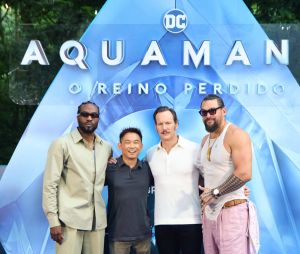 Director James Wan and actors Yahya Abdul-Mateen II, Patrick Wilson and Jason Momoa for press photos this Saturday afternoon 2. They participate in CCXP23 on the last day of the event, Sunday, to promote the film in Sao Paulo, Brazil, on December 2, 2023. © Imago/Panoramic/Bestimage 