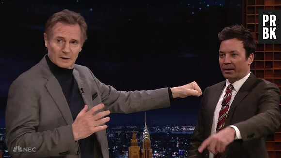 Liam Neeson sur le plateau de l'émission "The Tonight Show Starring Jimmy Fallon" à New York.