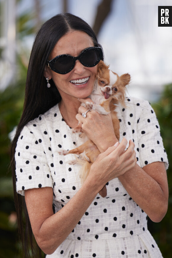 Quand The Substance a été projeté sur la Croisette, on a pu lire sur Twitter une blinde de compliments vrillant à l'euphorie.
Demi Moore - Photocall du film "The Substance" lors du 77ème Festival International du Film de Cannes le 20 mai 2024. Moreau-Jacovides/Bestimage