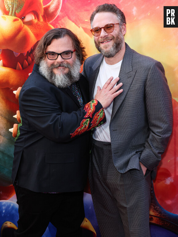 Jack Black et Seth Rogen à la première du film "The Super Mario Bros" à Los Angeles, le 1er avril 2023. 