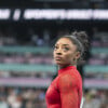 Athlète Simone Biles - Célébrités assistent aux épreuves de gymnastique lors des Jeux Olympiques de Paris 2024 (JO) le 3 aout 2024. © Perusseau-Jacovides-Bestimage