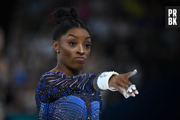 Simone Biles durant les JO 2024 à Paris ( Photo de federico pestellini / DPPI / Panoramic ) -