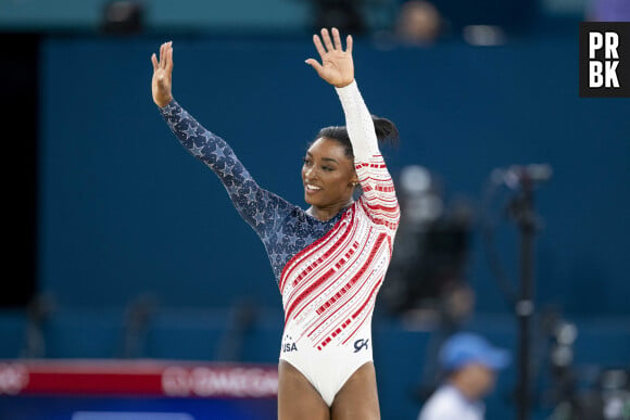 Simone Biles toujours aussi forte - Célébrités assistent aux épreuves de gymnastique lors des Jeux Olympiques de Paris 2024 (JO) au Palais omnisports Bercy Arena, à Paris, France, le 30 juillet 2024. © Jacovides-Perusseau/Bestimage