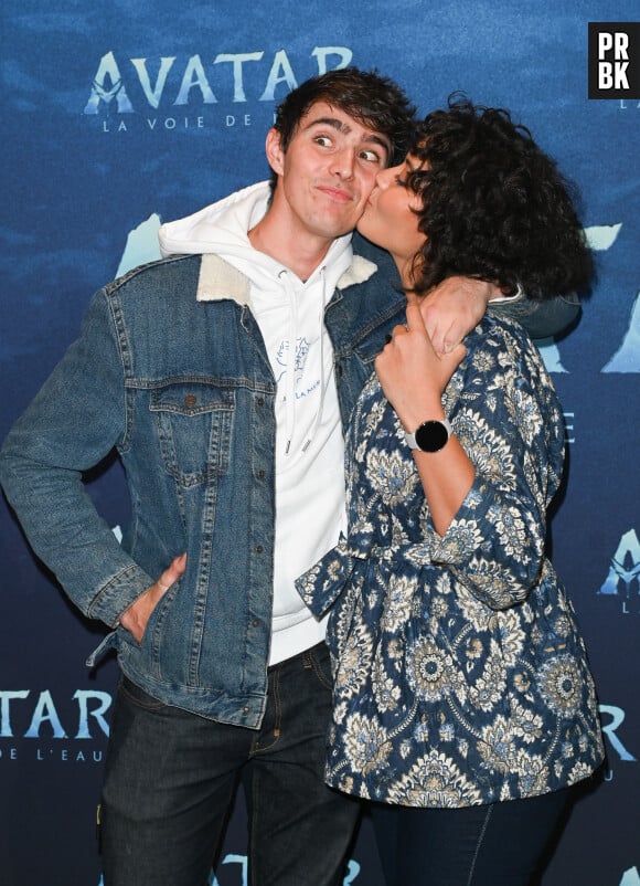 Vaimalama Chaves (Miss France 2019) et son compagnon Nicolas Fleury à la première du film "Avatar: La Voie de l'Eau" au cinéma Le Grand Rex à Paris, le 13 décembre 2022. © Guirec Coadic/Bestimage