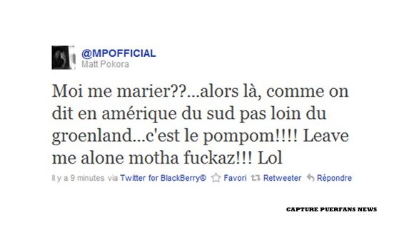 M.Pokora réagit à la rumeur de son mariage sur Twitter