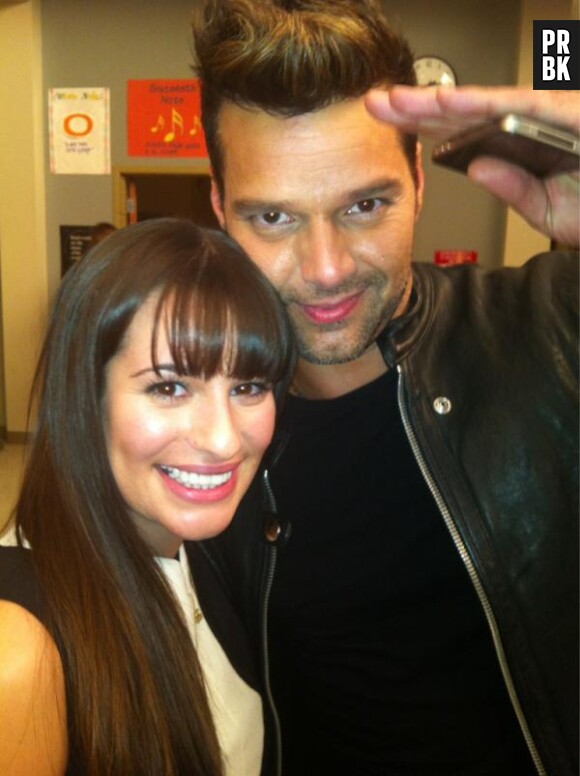 Lea Michele et Ricky Martin sur le tournage de Glee