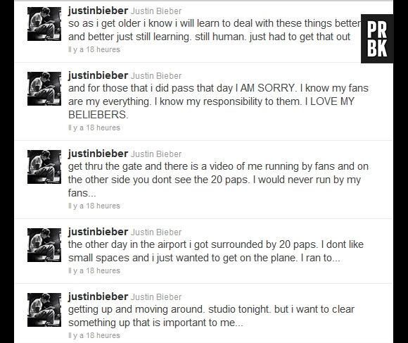 Justin Bieber s'excuse sur Twitter pour son attitude à Nice