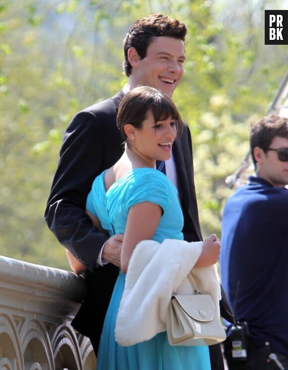 Lea Michele et Cory Monteith sur le tournage de Glee
