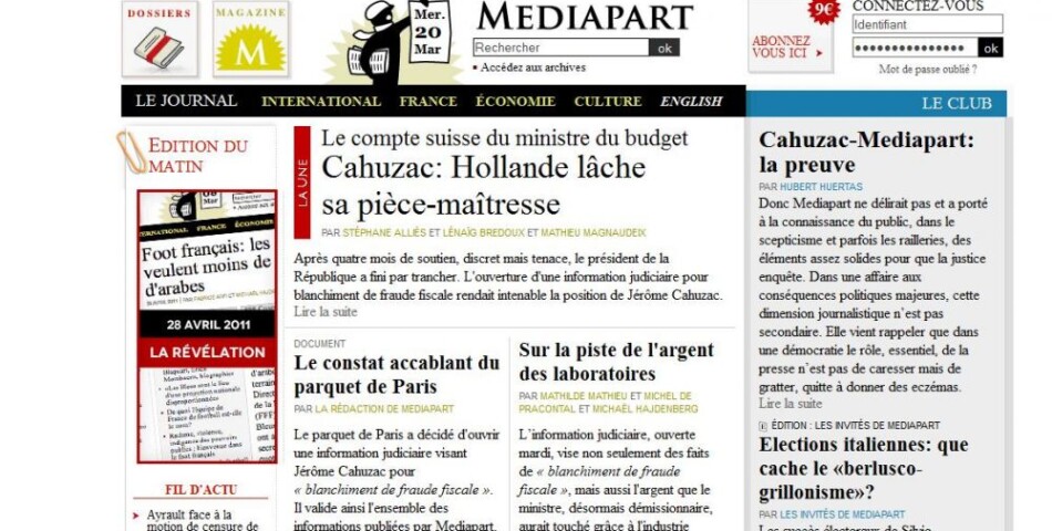 Le site Mediapart a dévoilé l&#039;affaire Cahuzac.