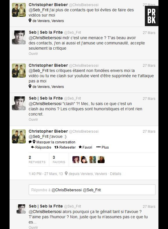 Seb La Frite et Chris Bieber se sont clashés sur Twitter