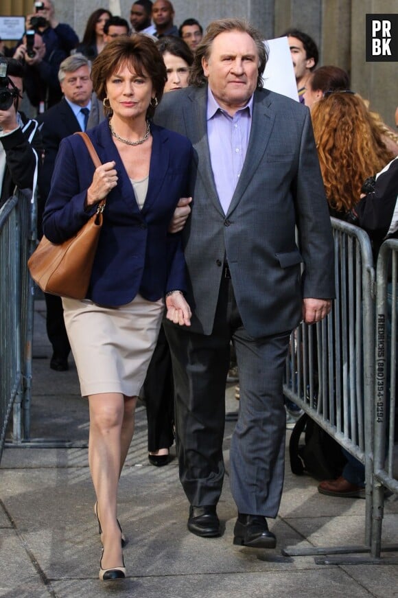 Gérard Depardieu et Jacqueline Bisset sur le tournage du film consacré à DSK