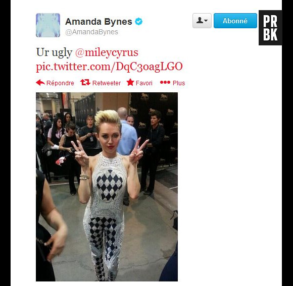 Miley Cyrus traitée de moche par Amanda Bynes sur Twitter