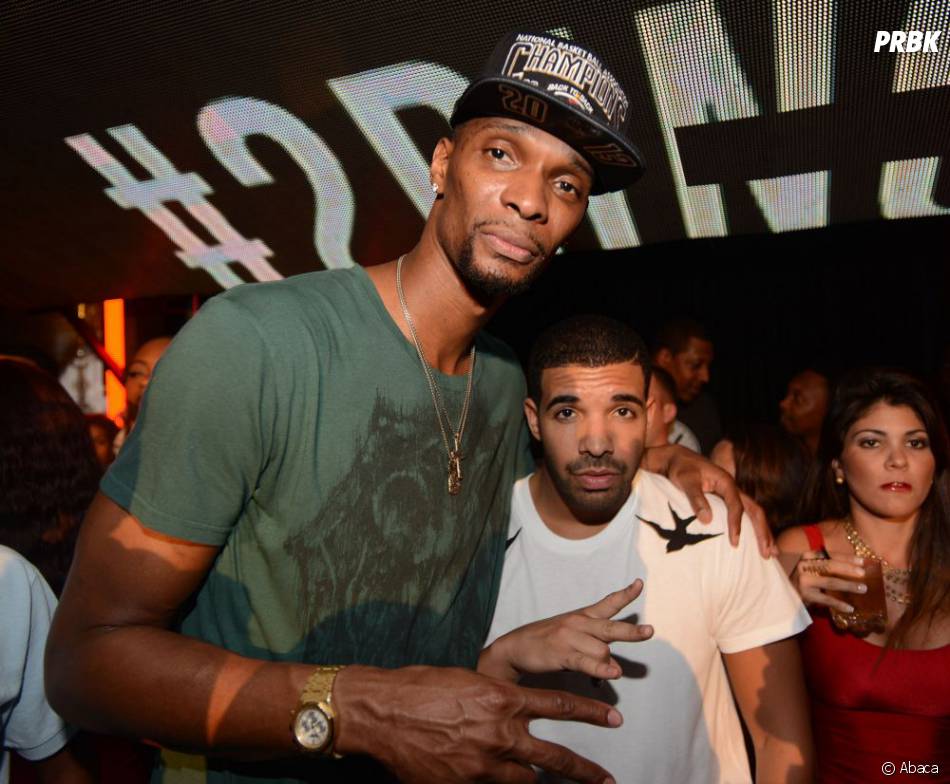 Drake et Chris Bosh fêtent la victoire des Miami Heat en NBA le 22 juin 2013