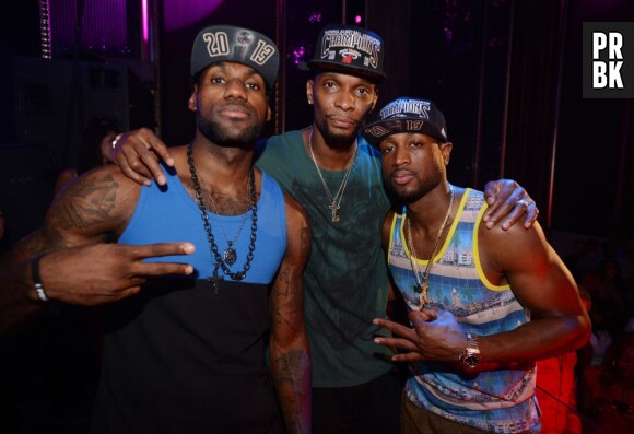 LeBron James, Chris Bosh et Dwyane Wade fêtent la victoire des Miami Heat en NBA le 22 juin 2013