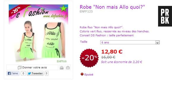 Nabilla Benattia a désormais son "non mais allo quoi" imprimé sur une robe pour petites filles