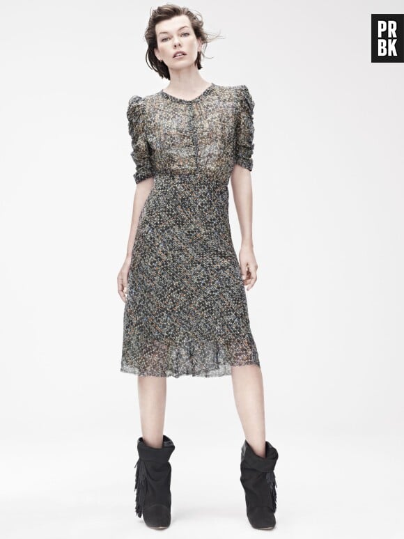 Isabel Marant pour H&M : Milla Jovovich porte une robe en soie (99€)