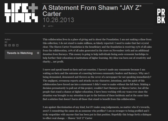 Jay Z : sur Change.org, ses fans l'incitent à arrêter toute collaboration avec Barneys