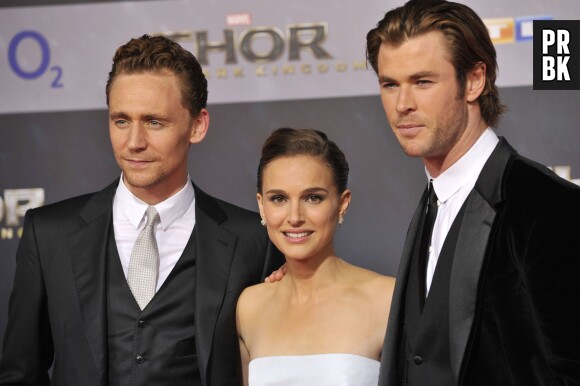 Tom Hiddleston, Chris Hemsworth et Natalie Portman à l'avant-première de Thor : le monde des ténèbres à Berlin le 27 octobre 2013