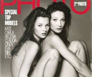 Kate Moss : nue en couverture du magazine Photo avec Carla Bruni, en 1993