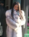Rihanna en manteau de fourrure, le 29 janvier 2014 à New-York