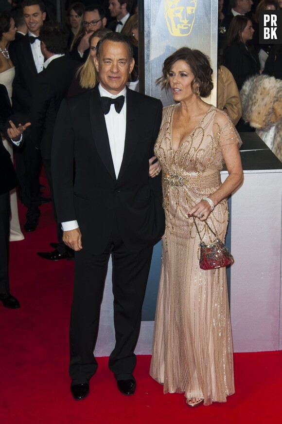 Tom Hanks sur le tapis rouge des BAFTA Film Awards 2014 à Londres, le 16 février 2014