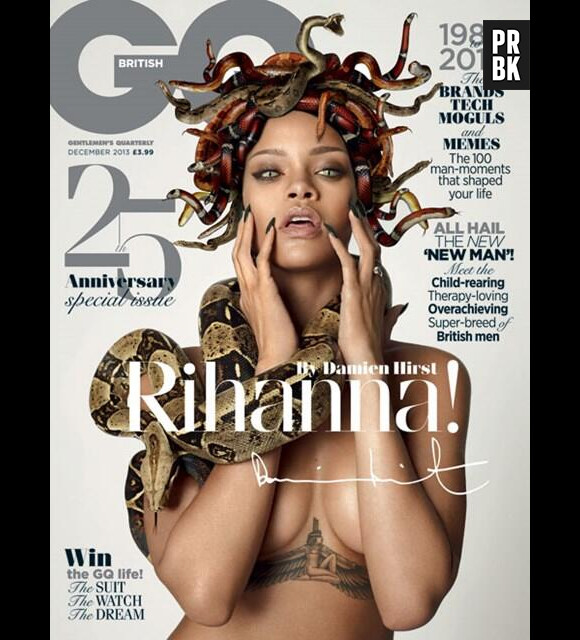Rihanna, sulfureuse et provoc, pose pour Damien Hirst en Une du magazine GQ d'octobre 2013