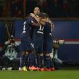 Zlatan Ibrahimovic fête son but pendant PSG VS Saint-Etienne, le 16 mars 2014 au Parc des Princes