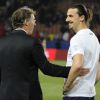 Zlatan Ibrahimovic et Laurent Blanc complices au Parc des Princes, le 7 mai 2014