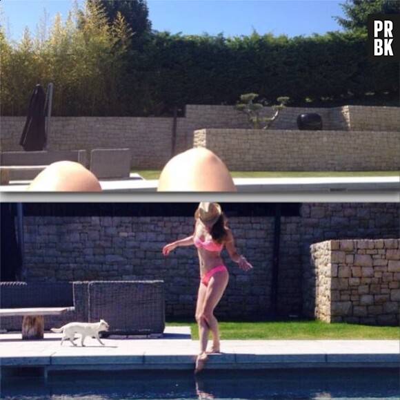 Capucine Anav s'offre une baignade à la piscine dans son bikini rose sexy