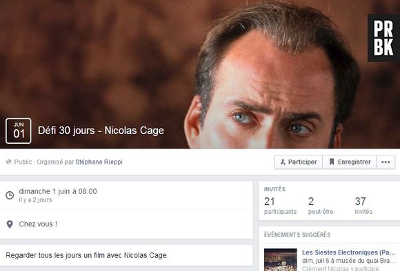 Parodies de "Défi 30 jours" sur Facebook