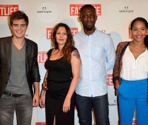 Karole Rocher, Thomas Ngijol et le cast à l'avant-première du film Fastlife réalisé par Thomas Ngijol, le 15 juillet 2014 à Paris