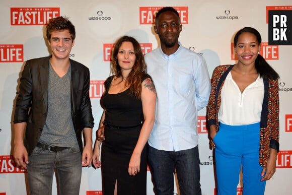 Karole Rocher, Thomas Ngijol et le cast à l'avant-première du film Fastlife réalisé par Thomas Ngijol, le 15 juillet 2014 à Paris