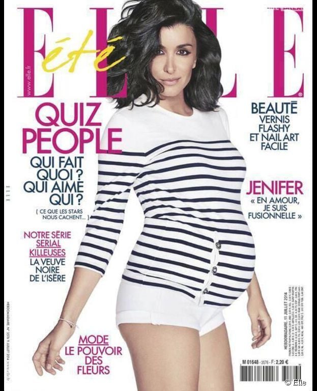 Jenifer enceinte en Une du magazine Elle, le 11 juillet 2014