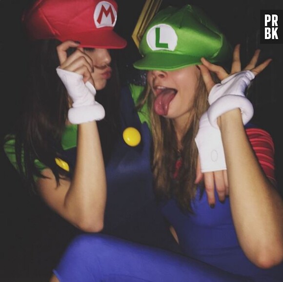 Kendall Jenner et Cara Delevigne en Mario et Luigi à Halloween 2014