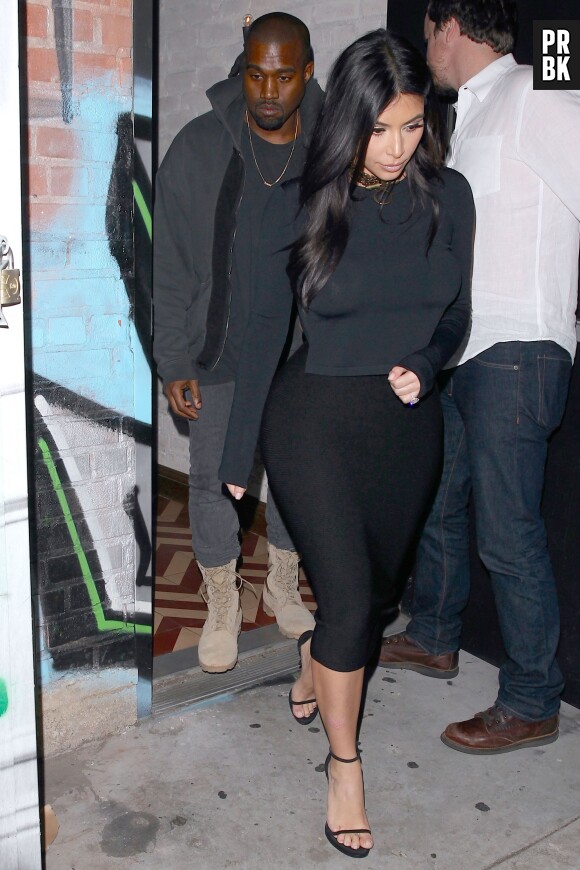 Kim Kardashian et Kanye West, après une soirée avec Jay Z et Beyoncé à Los Angeles, le 16 janvier 2015