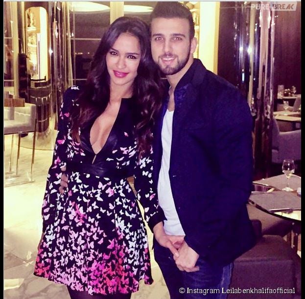 Leila Ben Khalifa sexy pour une soirée avec Aymeric Bonnery, le 13 février 2015